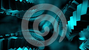 Spiral pillars with rotating background. Design. Dizzying animation with moving columns of spirals. 3D animation in
