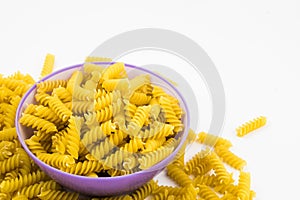 Spiral raw macaroni pasta