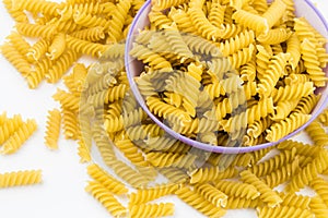 Spiral raw macaroni pasta