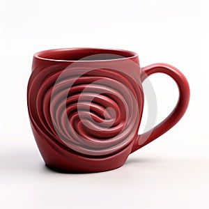 Spiral Red Coffee Mug With Zbrush Style Swirl Design photo
