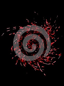 Spiral red water splash isolated on a black background photo
