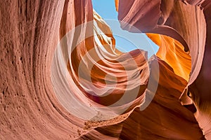 A spiral of rock in Lower Antelope Canyon, Page, Arizona