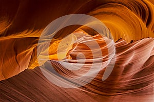 Rock striations stretches in lower Antelope Canyon, Page, Arizona photo