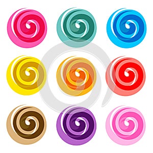 Spiral, rotation and swirling movement, vector graphic elements