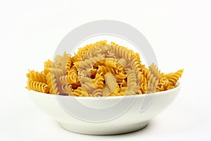 Spiral Rotini Pasta In White Bowl