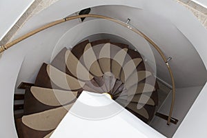 Spiral round stairway in a hotel