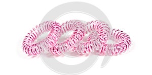 spiral rubber band. elastic hair tie on white background