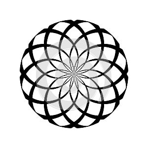 Spiral serpentine in round shape illusion on white