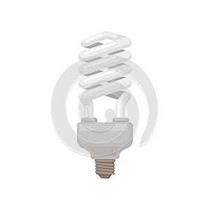 Spiral-shaped compact fluorescent lamp. Energy-saving light bulb. Flat vector element for infographic, promo poster or