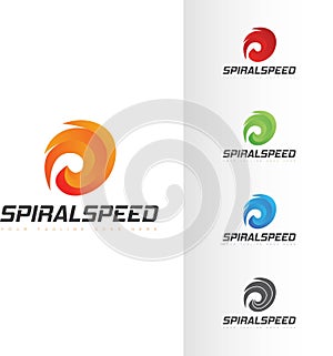 Spiral shaped logo abstract elegant bold speedy spinning cyclonic power hand drawn