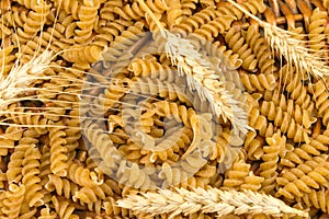 Spiral shaped raw pasta