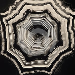 Spiral Shaped Structure: Black And White Drip Painting Photo