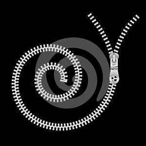 Spiral-shaped zipper