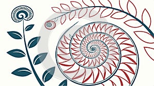 Spiral shell pattern design, nautilus shell and Fibonacci sequence art vector design Generative AI