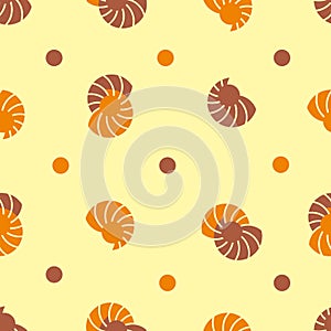 spiral shell snail sand design seamless pattern vector