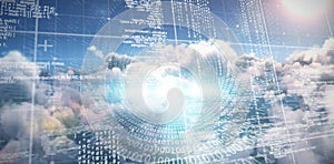 Composite image of spiral of shiny binary code