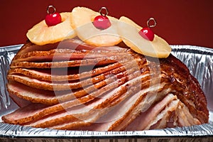 Spiral sliced baked ham