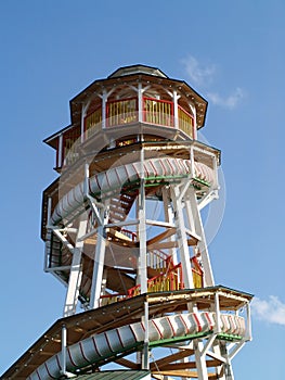 Spiral slide amusement park ride