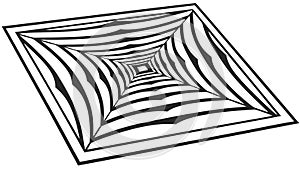 Spiral Square Abstract Geometric Pattern, Optical Illusion, vector design Generative AI