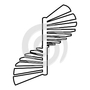 Spiral staircase circular stairs contour outline line icon black color vector illustration image thin flat style