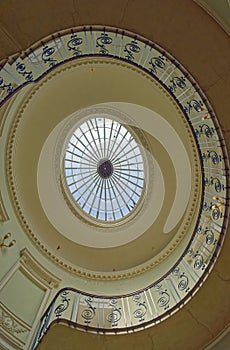 Spiral staircase and dome inside Courtauld Gallery, Somerset House, London