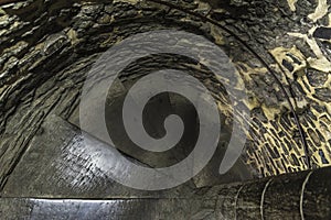 Spiral staircase in the Gravensteen medieval castle in Ghent, Be