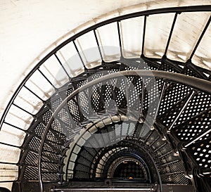 Spiral staircase inside historic St. Augustine Light at the Outer Banks