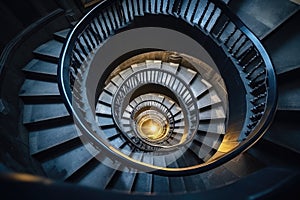 Spiral staircase in the interior of an old building. Modern architecture, spiral staircase in the church. circular staircase from