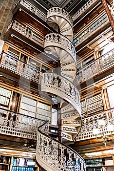 Spiral staircase at the Law Library in the Iowa State Capitol photo