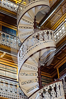 Spiral staircase at the Law Library in the Iowa State Capitol