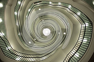 Spiral staircase of modern office building in Okraglak in Poznan, Poland