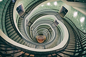 Spiral staircase of modern office building in Okraglak in Poznan, Poland