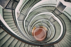 Spiral staircase of modern office building in Okraglak in Poznan, Poland