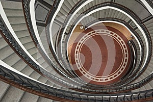 Spiral staircase of modern office building in Okraglak in Poznan, Poland