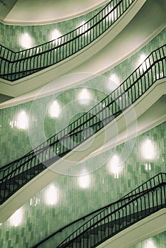 Spiral staircase of modern office building in Okraglak in Poznan, Poland