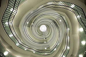 Spiral staircase of modern office building in Okraglak in Poznan, Poland
