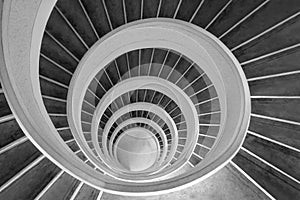 Spiral staircase monochrome photo