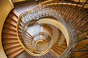 The Spiral staircase in the old house in Warsaw