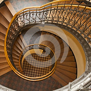 The Spiral staircase in the old house in Warsaw