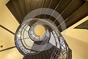 The Spiral staircase in the old house in Warsaw