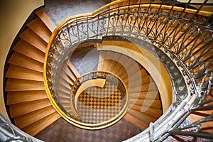 The Spiral staircase in the old house in Warsaw