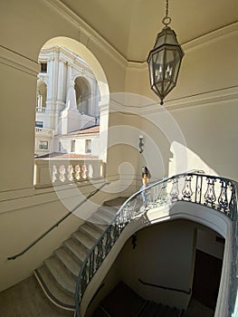 spiral staircase in an old spanish building