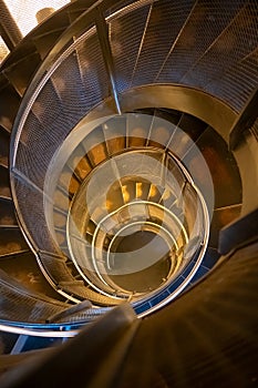 A spiral staircase in an old tower called Stadtturm in Innsbruck city