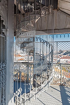 Spiral staircase. Santa Justa Lift