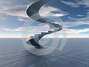 Spiral staircase in sea