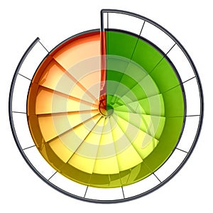 Spiral staircase top view red green scale