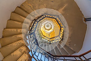 Spiral staircase at Volta Lighthouse near Como in Italy