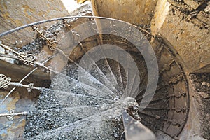 Spiral staircases in the abandoned building