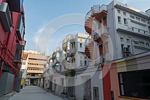 spiral staircases of modern shophouse in Bugis, Singapore