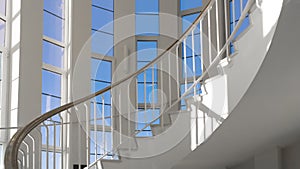 Spiral stairs. Frontal point of view.
